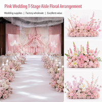 Composition florale rose Shangchu pour sol, fleurs artificielles pour défilé de mariage, fleurs de guidage roses pour allée de mariage