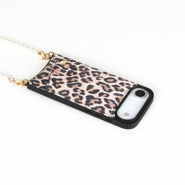 Fashionable Custom Luxury Leopard Print Genuine Leather Phone case with Card Holder Wallet Crossbody Strap for iPhone