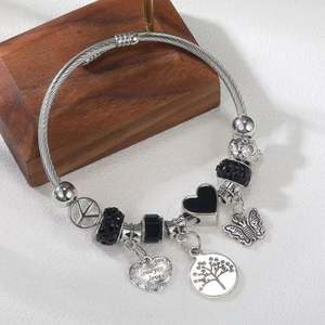 Pulsera de Cobre y Acero Inoxidable con Cuentas de Diamantes de Imitación Estilo Europeo-Americano DIY, Brazaletes de Moda Transfronterizos para Niñas y Mujeres, Regalo - Product Image 6