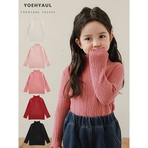Yoehyaul D3551 Chống Pilling Ruffles Nếp Nhăn Toddler Áo Len Cho Trẻ Em Cao Cổ Áo Thun Mỏng Phù Hợp Với Bé Gái Áo Len - Product Image 1