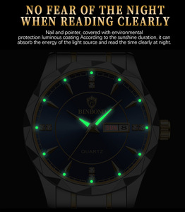 Orologio BINBOND per gli uomini e le donne in <span class=keywords><strong>acciaio</strong></span> inox blu orologi al quarzo da donna impermeabile datario orologio da polso di lusso - Product Image 6