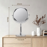 Miroir cosmétique grossissant professionnel double face sur pied, finition argentée 5X, couleur personnalisable, cadre en fer, personnalisé