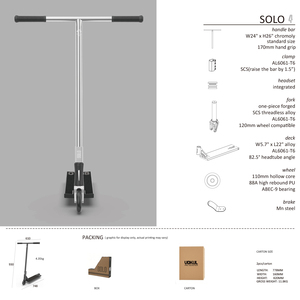 <span class=keywords><strong>Trottinette</strong></span> freestyle professionnelle Vokul Solo avec roues à noyau creux de 120 mm, plateforme large de 5,7 pouces pour les figures de rue, guidon en acier SCS - Product Image 2