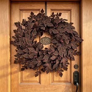 Couronne de feuilles d'érable simulées de 24 pouces et 26 pouces, décoration de porte de Noël pour l'entrée de la maison - Product Image 1