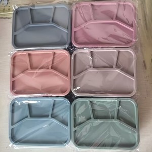 Customizable Non Slip Silicone Food Storage Bowl with Lid 4 Section <b>Lunch</b> <b>Box</b> for Kids - Product Image 4