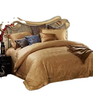 Jiangsu Nantong Luxury Golden Jacquard Bed Sheet Sets/Famous Brand 100% Cotton 4 pcs Bedding Sets
