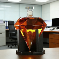 Carafe à vin en verre diamanté moderne, soufflée à la main, transparente, pour spiritueux, décoration de table de bar