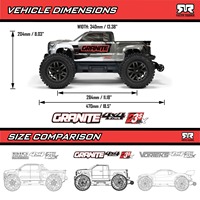 ARRMA 1/10 GRANITE Professional 4X4 3S BLX V4 Monster Truck sin Escobillas 50+mph Carrocería sin Clip 4WD Todoterreno RTR Spektrum Smart Metal