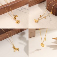 Collier Cheval du Zodiaque Chinois 2026 en Acier Inoxydable Plaqué Or 18 carats, Pendentif Cheval Porte-Bonheur pour Femme