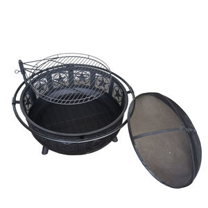 Poêle à bois d'extérieur de style moderne pour jardin, en acier noir, avec <span class=keywords><strong>insert</strong></span> de cheminée et grille de protection - Product Image 4