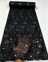 NI.AI Nouveau design Tissu en dentelle de mousseline de haute qualité avec broderie en coton et pierres colorées pour mariage et fête