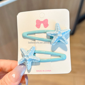 BELLEWORLD, venta al por mayor, 2 piezas por juego, simulación <span class=keywords><strong>de</strong></span> estrellas <span class=keywords><strong>de</strong></span> mar coloridas, accesorios para el <span class=keywords><strong>cabello</strong></span> para niños, pinza <span class=keywords><strong>de</strong></span> pelo BB bonita para niñas - Product Image 5