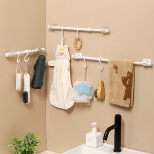 Robe <b>Hooks</b> <b>Adhesive</b> No Drill Installation ABS Material Minimalist Design Bathroom Towel Rack Wall Mount <b>Hook</b> Set - Product Image 2
