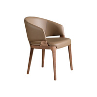 Chaise de salle à manger en cuir de style antique, structure en bois massif à tenons et mortaises, design non pliable, pour hôtel, restaurant, usage domestique