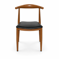 Chaise de salle à manger commerciale en corne de bœuf avec coussin en PU, aspect bois massif, structure en acier, chaise Y moderne pour restaurant, café, hôtel, bistrot, banquet