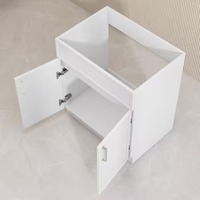 Meuble de salle de bain moderne minimaliste haut de gamme en MDF, autoportant, base blanche mate, sans dessus, avec 2 portes