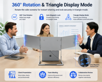 Moniteur portable triple écran 2,5K QHD IPS avec interface Type-C 16 pouces pour ordinateurs portables