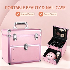 Grande Trousse de Maquillage en Aluminium Grande Capacité, Valise de Rangement Portable Verrouillable pour Voyage et Salon - Product Image 2