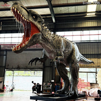 Dinosaure animatronique réaliste en silicone et métal, taille personnalisable, contrôle automatique pour parcs à thème (plus de 500 kg)