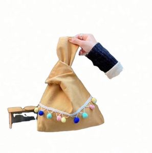 Monedero de mano estilo coreano, monedero con borlas, bolso de mano anudado estilo japonés, 23x31cm, para ir de compras, varios colores - Product Image 2