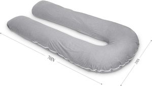 Almohada de embarazo en forma de U con relleno de poliéster de capa de aire ajustable-Almohada de cuerpo de maternidad ideal para cualquier persona - Product Image 6