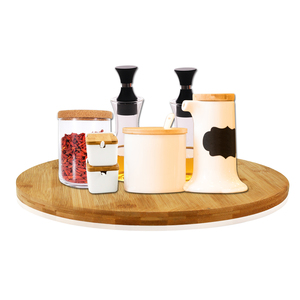 YOULIKE 10 pulgadas de diámetro bambú Lazy Susan tocadiscos giratorio espesar bandeja de madera redonda estante de especias giratorio para despensa de cocina - Product Image 4