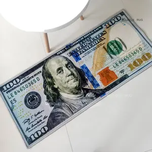 Golden 100 Dollars Bills Design Carpets 4x4 Office Hallway Printed Carpet <strong>Cool</strong> Funny Custom Area <strong>Rugs</strong> - Product Image 1