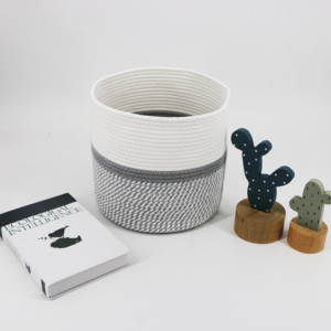 Basket Storage Storage Baskets Cotton Cotton Rope Plant Basket Modern Woven Storage Basket Indoor Planter Cover Laundry Storage Bin With Handles Home Decor
