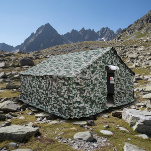 Tente en toile verte double couche quatre saisons, une chambre, certifiée ISO9001, imperméable, robuste, pour situations d'urgence et de catastrophe - Product Image 1