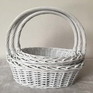 Giỏ Hoa Liễu Gai Hình Bầu Dục Thủ Công Với Tay Cầm Lớn - Product Image 2