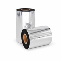 Ruban de transfert thermique noir de qualité supérieure, ruban brillant enrichi en cire pour imprimante d'étiquettes