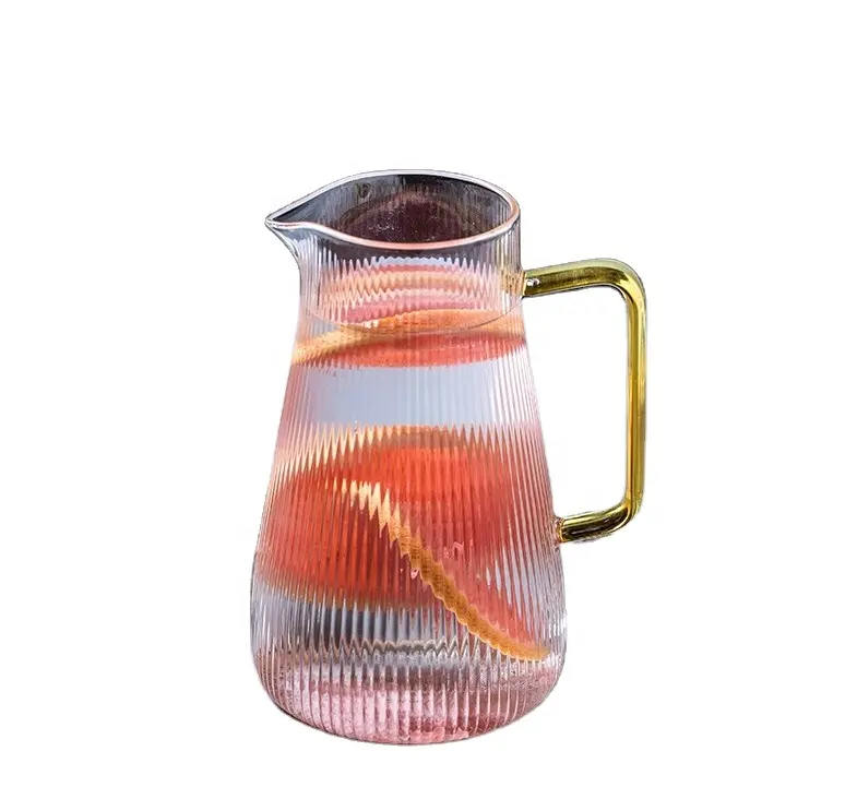2024 nuovo prodotto strisce verticali vendita calda Set lavabile elegante acqua brocche di vetro con coperchio