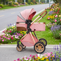 Poussette 3-en-1 pour bébé avec accessoires de confort, sièges, poussée bidirectionnelle, frein à un bouton, poussette de voyage haute vue, siège auto pliable en promotion