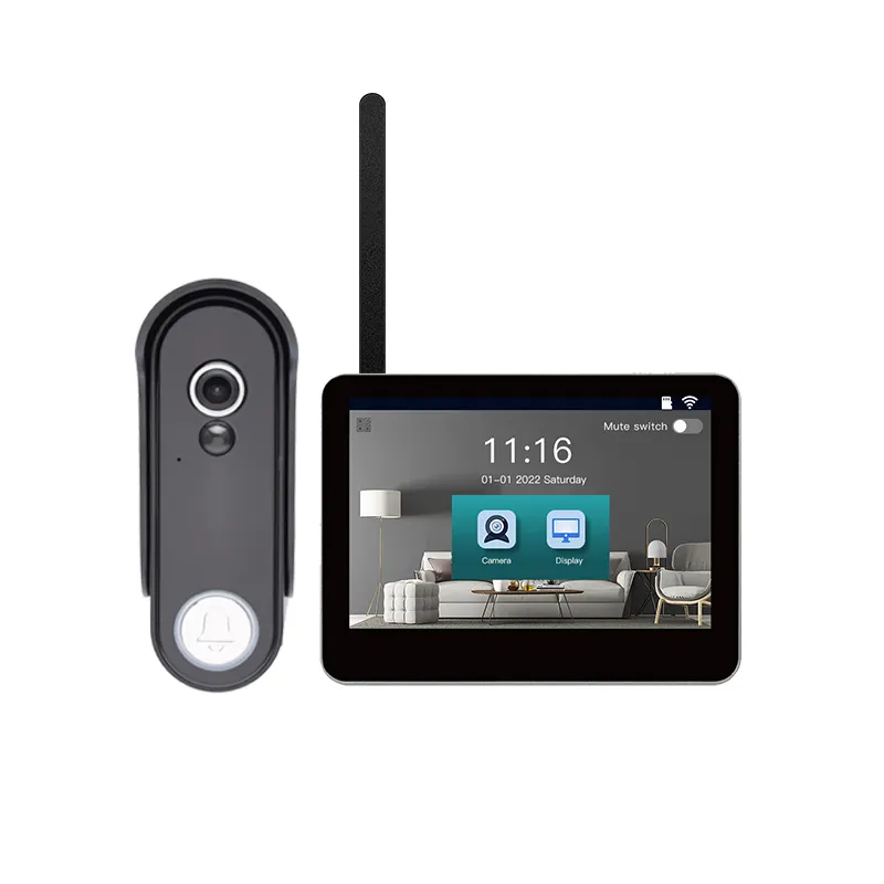 Telecamera da esterno per campanello Video Wireless HD 1080p all'ingrosso con supporto per schermo per interni telefono con campanello per porta con sblocco remoto