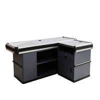 Comptoir de caisse en forme de L sur mesure pour usine, comptoir de caisse de supermarché en métal durable avec armoires de rangement