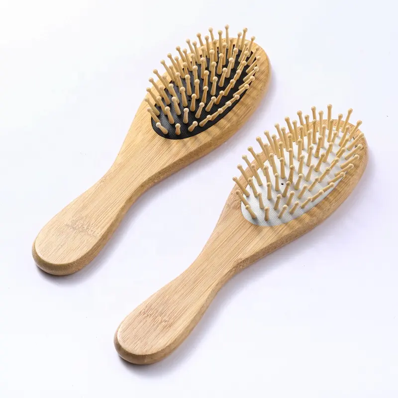 프로모션 싼 대나무 패들 헤어 브러쉬-대나무 Bristles Detangling 헤어 브러시 마사지 두피