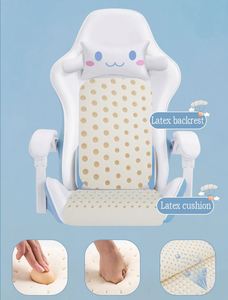 Chaise de jeu pivotante pliable rose avec fonction de massage, design ergonomique en cuir PU - Product Image 4