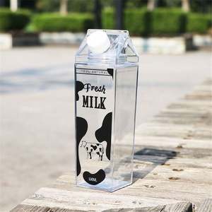 BPA Free Child Friendly Reusable Milk Carton Shaped Clear Square <b>Plastic</b> Leak-Proof Dishwasher Safe Party Water Bottle for - Product Image 4