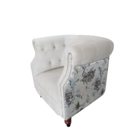 Fauteuil d'appoint vintage de luxe nordique pour appartement, villa, salon, chambre d'hôtel, avec structure en bois et revêtement rembourré, canapé simple
