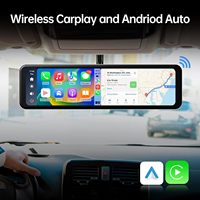 Kamera dasbor kaca spion otomatis Android 12 inci 4K, kamera perekam pandangan belakang Bluetooth mobil layar sentuh kotak hitam 4K depan dan belakang
