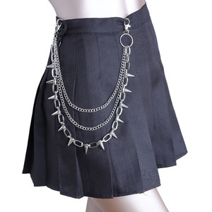 Cadena de cintura estilo Hip Hop Punk con púas metálicas para jeans, cadena corporal de moda para fiestas, aleación de zinc, múltiples bucles, color blanco K - Product Image 6