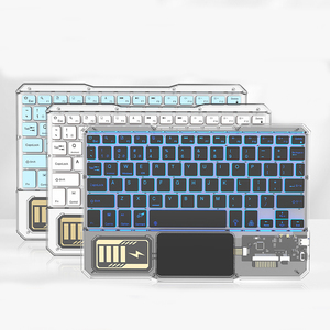7 màu LED Đèn nền trong suốt pha lê rõ ràng BT Bàn phím không dây cho ipad Samsung Windows <span class=keywords><strong>Android</strong></span> IOS phổ - Product Image 1
