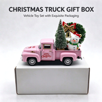 Mainan Truk Pickup Vintage Natal Model Mobil Mini dari Alloy Dekorasi Natal Hadiah Truk Natal Ornamen untuk Dekorasi Meja Rumah