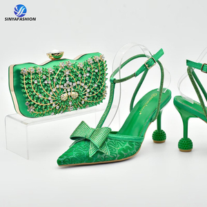 Chaussures et sacs à talons hauts de mariée nigérians 10 <span class=keywords><strong>cm</strong></span> sac en cristal intalien de fête de mariage avec chaussures assorties - Product Image 3