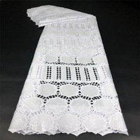 Vente Flash Tissus Dentelle Guipure Haute Qualité Blanc Pur Tissu Brodé Cordon Africain pour Robes de Mariée et de Soirée