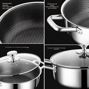 Durable Stainless Steel Cookware Set Non-Stick Pan Large-Capacity Soup <b>Pot</b> Compatible Gas <b>Induction</b> Cooktops Dishwasher - Product Image 5