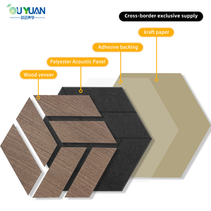 Bán buôn hiện đại tự dính mật độ cao hình lục giác gỗ tấm đá đen âm thanh hấp thụ Veneer cách âm tường tấm âm thanh - Product Image 2