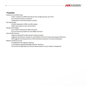 Hik Original <span class=keywords><strong>DS</strong></span>-<span class=keywords><strong>7608NXI</strong></span>-<span class=keywords><strong>I2</strong></span>/8P/VPro 8CH 8PoE 2SATA 4K Ai AcuSeek NVR AcuSearch Reconnaissance faciale Analytique intelligente SMD2.0 - Product Image 5