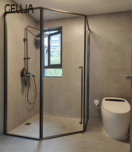 Mamparas de Ducha Modernas para <span class=keywords><strong>Baño</strong></span>, Separación de Zonas Secas y Húmedas, Marco Cuadrado de Acero Inoxidable, Acrílico de 6 mm, <span class=keywords><strong>Mampara</strong></span> Deslizante Impermeable - Product Image 3