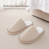 Chaussons d'hôtel en tissu sergé avec logo personnalisé, antidérapants, à bout fermé, pour les commodités des clients de l'hôtel et les trousses de voyage